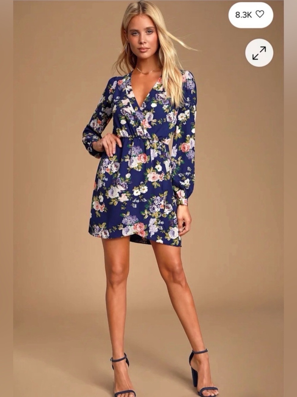 Lulu's Navy Floral That’s A Wrap Mini Dress - Size XS - Picture 4 of 5